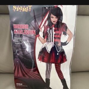 Spirit Harlequin Jester Costume for Kids - Red and Black